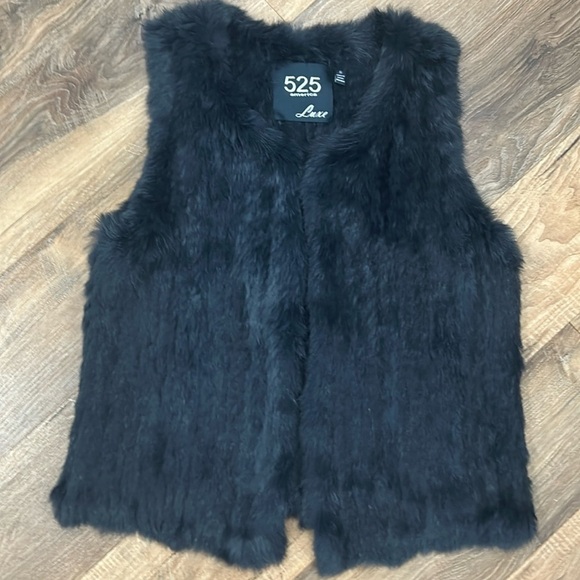 525 America Jackets & Blazers - 525 Luxe Rabbit Fur Vest- dark blue /turquoise hues size small